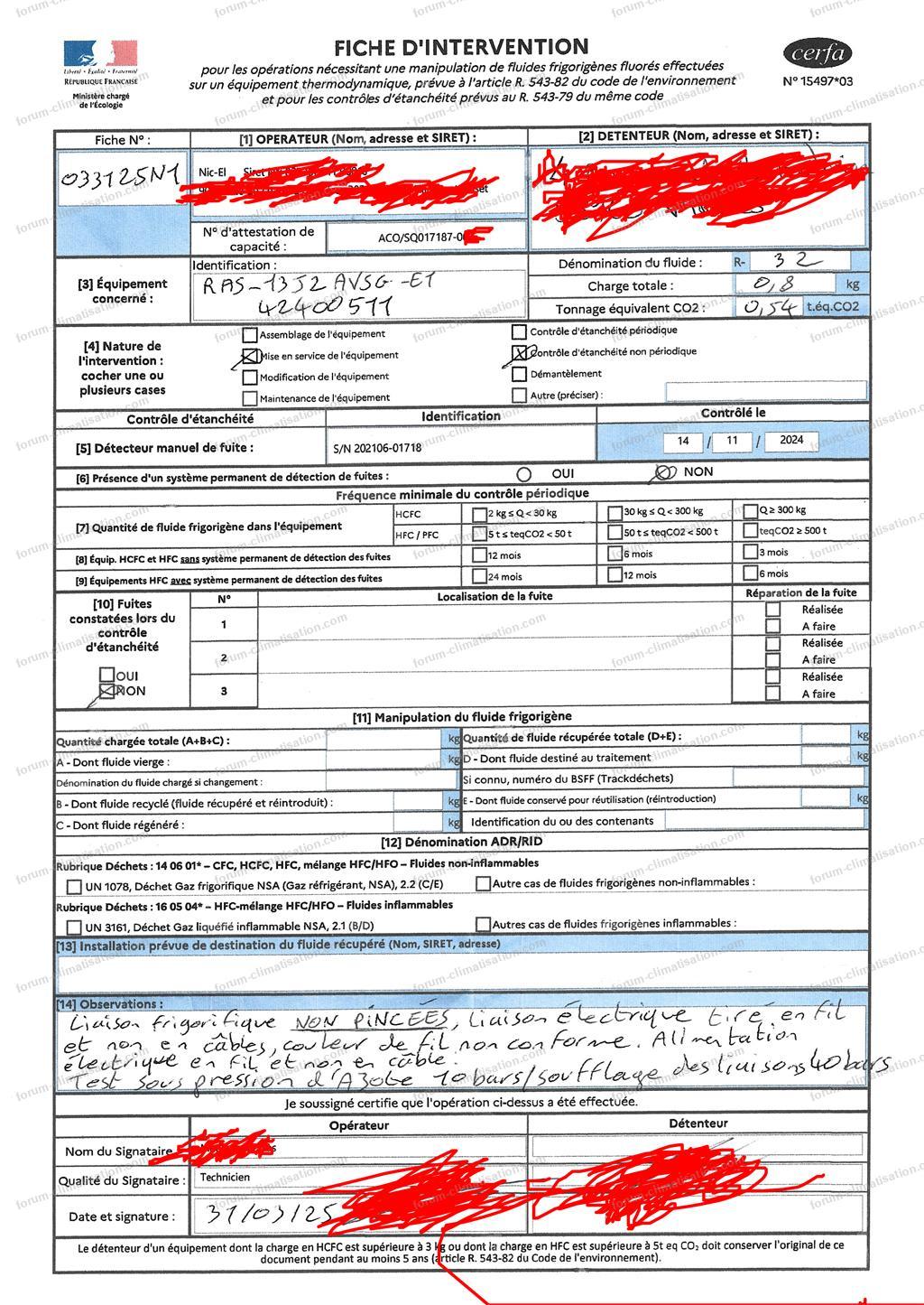 attestation clim modifier