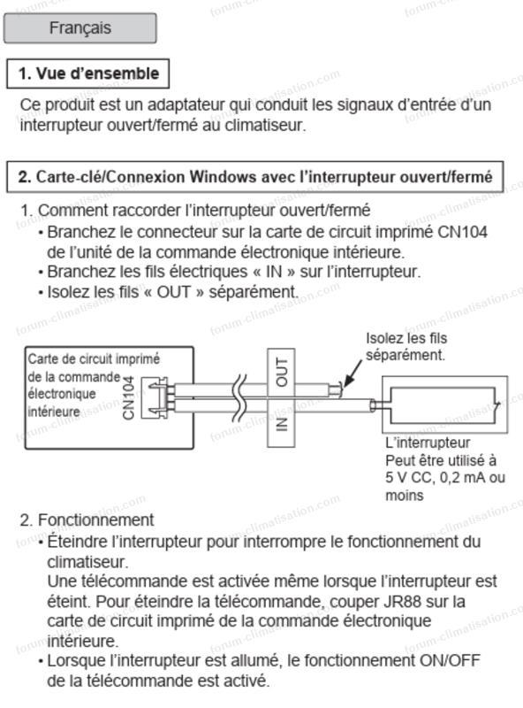 Contact sec sur split Mitsubishi