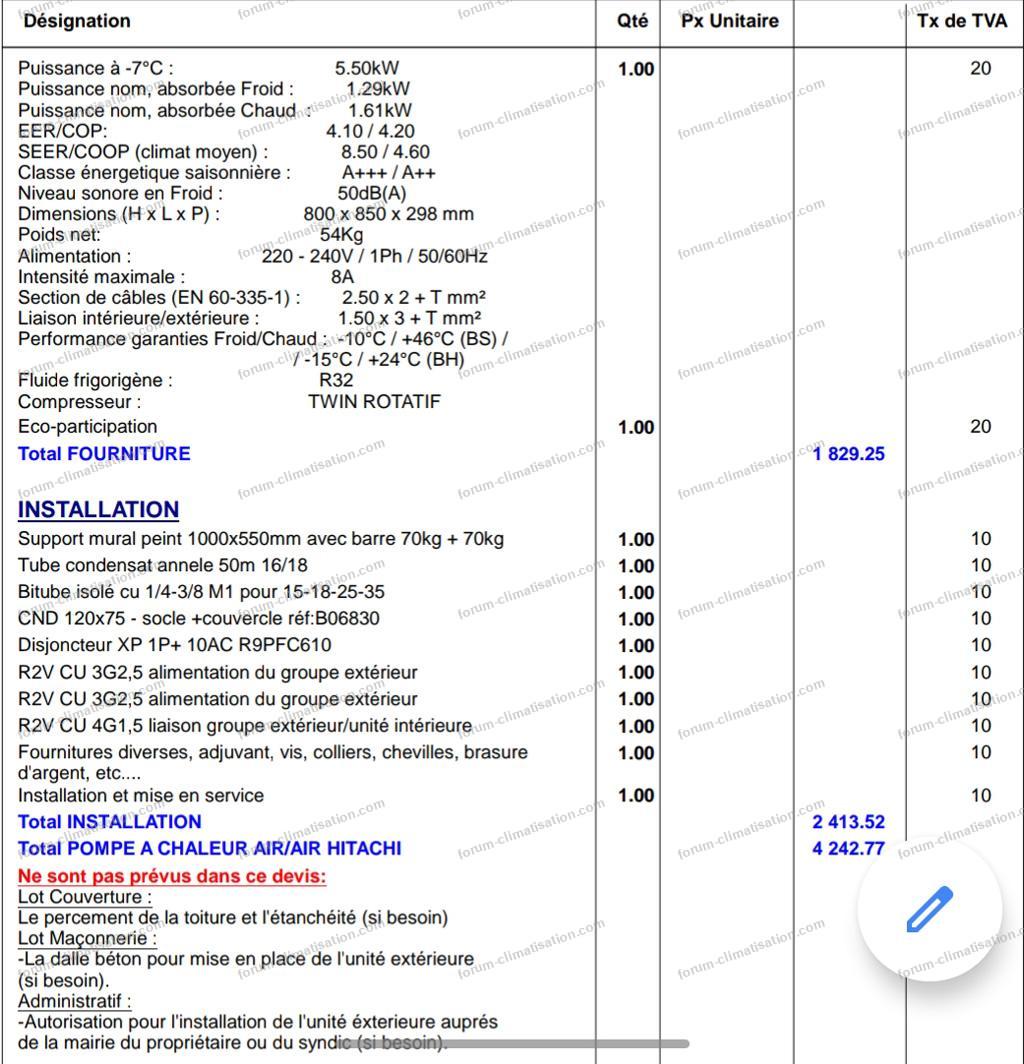 Installation Climatisation : Prix au m², exemple de devis