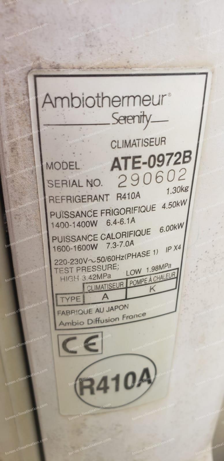 panne climatiseur ambiothermeur serenity ate 0972b 01