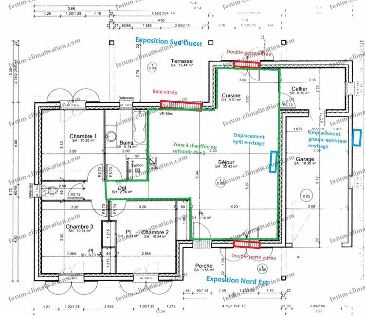 plan installation climatisation prêt à poser